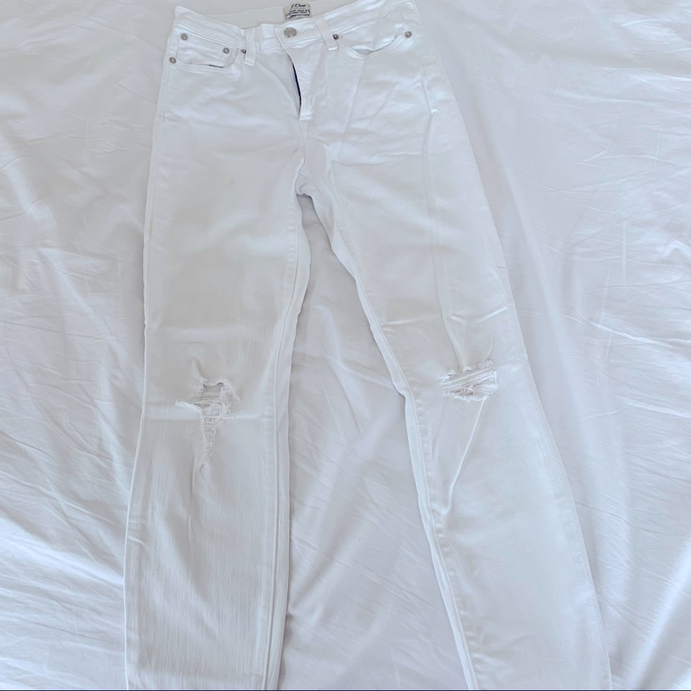 J. Crew distressed white denim jeans